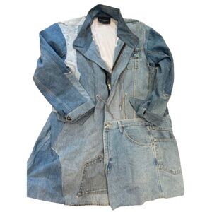 Dry Clean Only Bangkok Upcycled Patchwork Zip Front Cinched Denim Jacket